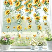 Adesivos adesivos para janelas Whaline Summer Floral Sunflower 9 folhas