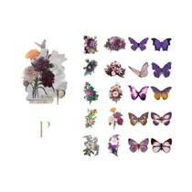 Adesivos Autoadesivos De Borboleta E Flor 40 Peças Para Scrapbook, Diário, Álbum E Planejador -