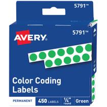 Adesivos Avery Color-Coding Permanent 1/4 de polegada redondos verdes Adesivos Avery Color-Coding Permanent 1/4 de polegada redondos verdes