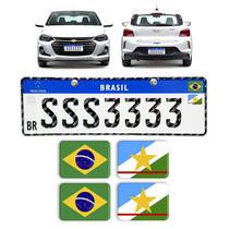 Adesivos Bandeira Brasil E Roraima Placa Nova Carro Resinado
