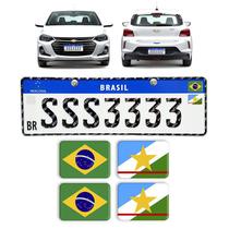 Adesivos Bandeira Brasil e Roraima Placa Nova Carro Resinado