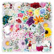 Adesivos Blooming Flower, 50 unidades, desenhos animados coloridos, vinho floral