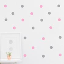 Adesivos Bolinhas Decorativas 100 Unidades 5cm, Rosa/cinza