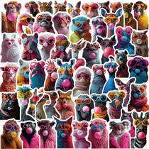 Adesivos Bubbles Blowings Animals, vinil impermeável, 50 unidades Adesivos Bubbles Blowings Animals, vinil impermeável, 50 unidades
