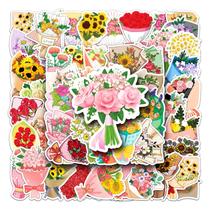 Adesivos, buquê de flores de desenho animado, 50 unidades de vinil impermeável Adesivos, buquê de flores de desenho animado, 50 unidades de vinil impermeável