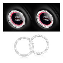 Adesivos Car Bling Crystal Rhinestone Engine Start Ring prateados