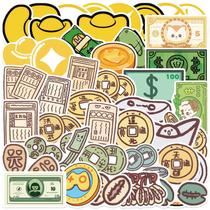 Adesivos Cartoon Currency 50 unidades de moedas e bonecas retrô à prova d'água
