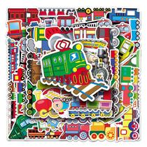 Adesivos Cartoon Train, 50 unidades para crianças, vinil impermeável