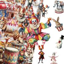 Adesivos Circus, 50 peças, vinil engraçado, palhaço e animal de carnaval