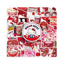 Adesivos Clássicos Hello Kitty Vermelhos 50PCS Estilo Kawaii INS Para Telefone, Laptop, Bagagem,