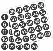 Adesivos Com Números 1 A 50 Redondo Carro Armário Mesa 5cm