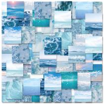 Adesivos Com Padrão Paisagístico Azul, 46 Peças Para Caderno, Capa De Telefone, Garrafa De Água,