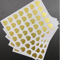 Adesivos Coração Dourado Metalizado c/ 100 unidades para presentes, envelopes, cartas, saquinhos ou enfeite
