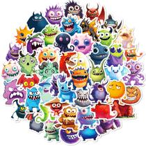 Adesivos Cute Monster, 50 unidades, desenhos animados coloridos, impermeáveis Adesivos Cute Monster, 50 unidades, desenhos animados coloridos, impermeáveis