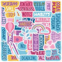 Adesivos de agenda, 50 peças, programação semanal colorida, impermeáveis Adesivos de agenda, 50 peças, programação semanal colorida, impermeáveis