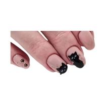 Adesivos De Água Para Unhas Gato Preto: 12 Designs Fofos E Kawaii De Desenhos Animados Para