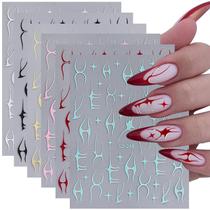 Adesivos de arte de unhas GRITOSE Flame Pattern, 6 folhas para unhas