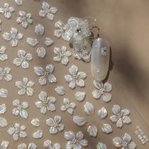 Adesivos de arte para unhas 5D Flower White Crystal Shell Light 1 unidade