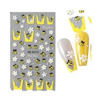 Adesivos De Arte Para Unhas Em Estilo Cartoon De Abelha E Flor Daisy, Autoadesivos, Brancos, DIY,