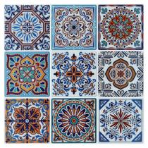 Adesivos de azulejo LONGKING Colorful Talavera Mexican 30x30cm 10 folhas