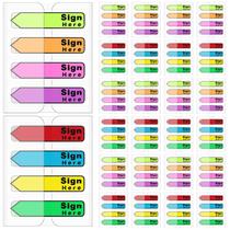 Adesivos de bandeira Tatuo Sign Here, 2400 unidades com dispensador de 8 cores