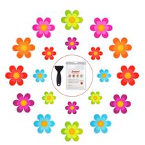 Adesivos de banheira antiderrapantes Secopad Bright Flowers x20 com raspador