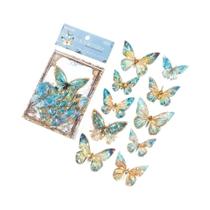 Adesivos De Borboleta PET 20 Peças Cristal De Gelo Laser Ouro DIY Scrapbook Decoração Pacote De