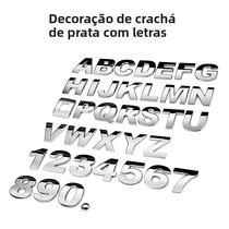 Adesivos De Carro De Metal Cromado 3D 45mm 25mm Números Do Alfabeto DIY Emblema Rotulagem Acessórios