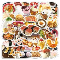 Adesivos de comida japonesa, sushi e ramen, 50 unidades de vinil impermeável