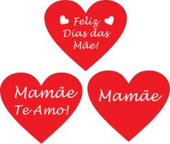 Adesivos de coração tema feliz dia das mães com 100 UND (sortidos) Adesivos de coração tema feliz dia das mães com 100 UND (sortidos)
