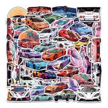 Adesivos de desenho animado, carro esportivo, 50 peças, decalque colorido de supercarro