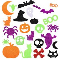 Adesivos de espuma FUNCSDIK Glitter Halloween Pumpkin Ghost 100 unidades