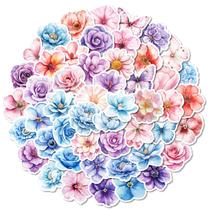 Adesivos de flores em aquarela, álbum de recortes, estética, 50 unidades Adesivos de flores em aquarela, álbum de recortes, estética, 50 unidades