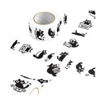 Adesivos De Gato Preto Em Cartoon 500pcs Para Laptop, Scrapbook, Diário, Guitarra, Capacete, Copo De