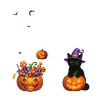 Adesivos De Janela De Gato Preto E Abóbora De Halloween, Decoração Requintada Para Festas, Lanterna