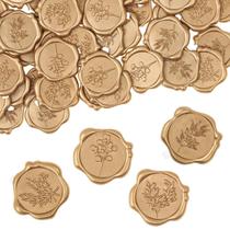 Adesivos de lacre de cera WSICSE 60 peças dourado claro 4 estilos de folhas