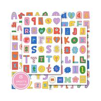 Adesivos De Letras Do Alfabeto Coloridas 8 Folhas Para Diário E Colagem Decorativa