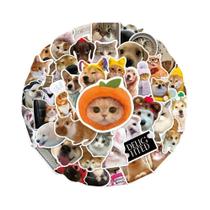Adesivos De Meme De Cachorro E Gato Fofos 50PCS, Decalques Kawaii Para Skateboard, Caderno, Bagagem,