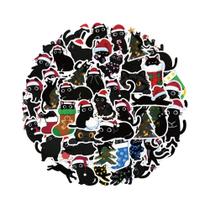 Adesivos De Natal De Gato Preto Em Desenho Animado, 50 Peças, Para Recompensa, DIY, Brochura,