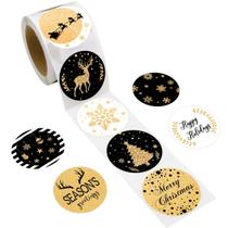 Adesivos de Natal Fancy Land 500 unidades pretas e douradas com glitter falso Adesivos de Natal Fancy Land 500 unidades pretas e douradas com glitter falso
