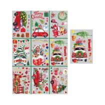 Adesivos De Natal Para Janelas Com Floco De Neve, Papai Noel E Rena, Conjunto De Decorações De Vidro