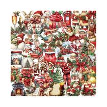 Adesivos De Natal Retrô Em Estilo Cartoon 50/100 PCS À Prova d'Água Transparente PET Para Decoração Adesivos De Natal Retrô Em Estilo Cartoon 50/100 PCS À Prova d'Água Transparente PET Para Decoração