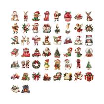 Adesivos De Natal Retrô Em Estilo Cartoon 50/100PCS À Prova d'Água Transparentes Em PET Para