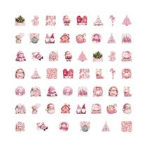 Adesivos De Natal Rosa Do Papai Noel 50PCS Transparentes Em PET Para Decoração De Material Escolar Adesivos De Natal Rosa Do Papai Noel 50PCS Transparentes Em PET Para Decoração De Material Escolar
