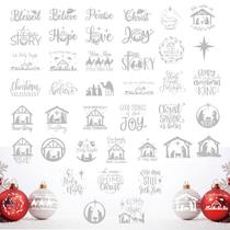 Adesivos de Natal, vinil Huahui, 40 unidades, impermeáveis Adesivos de Natal, vinil Huahui, 40 unidades, impermeáveis
