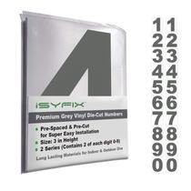 Adesivos de números de vinil iSyfix Grey, 7,62 cm, autoadesivos (2 conjuntos)