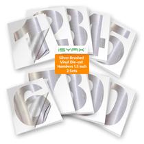 Adesivos de números de vinil IsyFix Silver Brushed 3,8 cm, 2 conjuntos