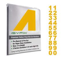Adesivos de números de vinil IsyFix Yellow 7,62 cm, autoadesivos Adesivos de números de vinil IsyFix Yellow 7,62 cm, autoadesivos