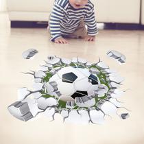 Adesivos de parede 3D Broken Floor Soccer Ball Design em PVC Adesivos de parede 3D Broken Floor Soccer Ball Design em PVC