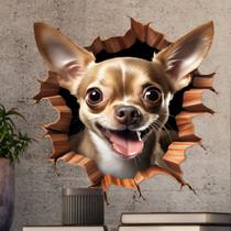 Adesivos de parede 3D Chihuahua Dog PVC Creative Art Decalques Adesivos de parede 3D Chihuahua Dog PVC Creative Art Decalques